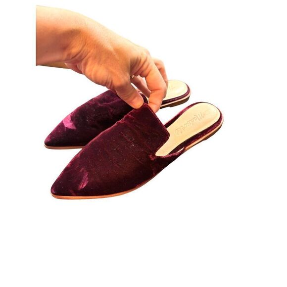 Madewell Women's SZ 6 Velvet Pointed-Toe Mules Style G8387 Textile Upper Leather - Picture 3 of 9
